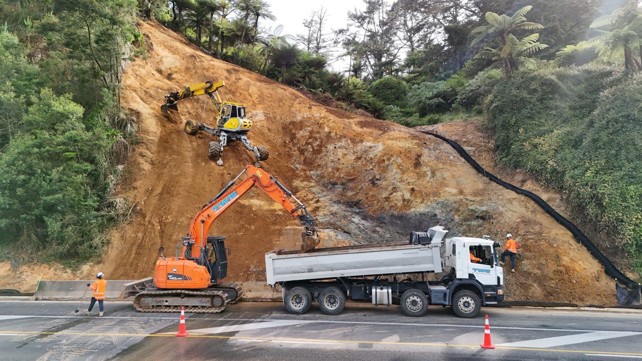 Slip clearance above SH2 in the Karangahake Gorge